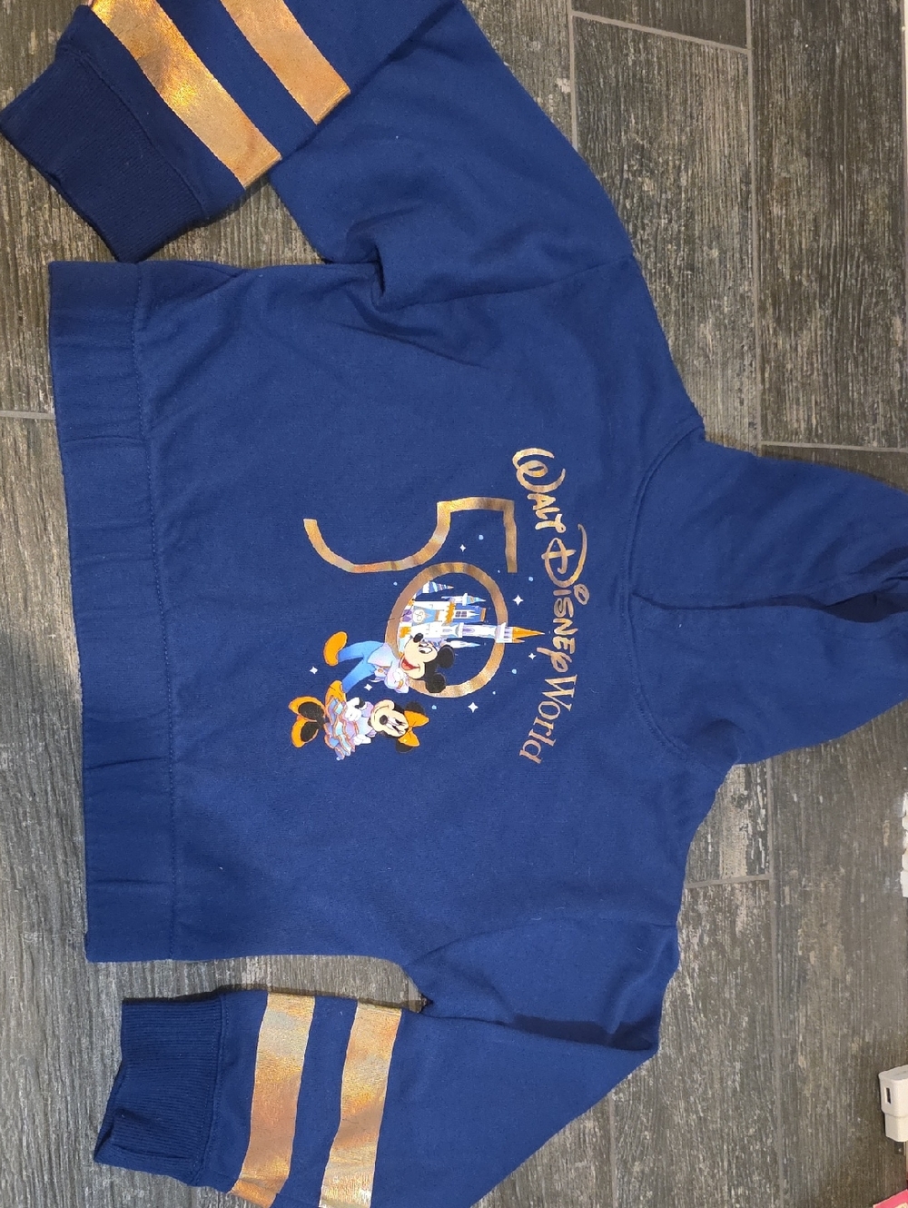 Walt Disney World 50th Anniversary Blue Hoodie with Gold Details